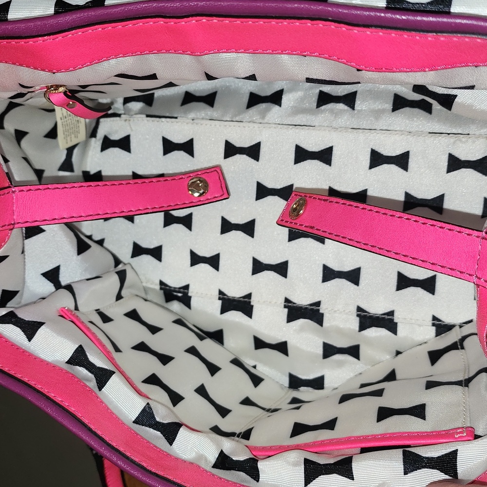 Like New Kate Spade Purple and Barbie Pink Satchel Crossbody Leather Bag - Picture 7 of 17